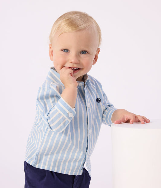 Chemise bébé en coton à manches longues, rayée – J1