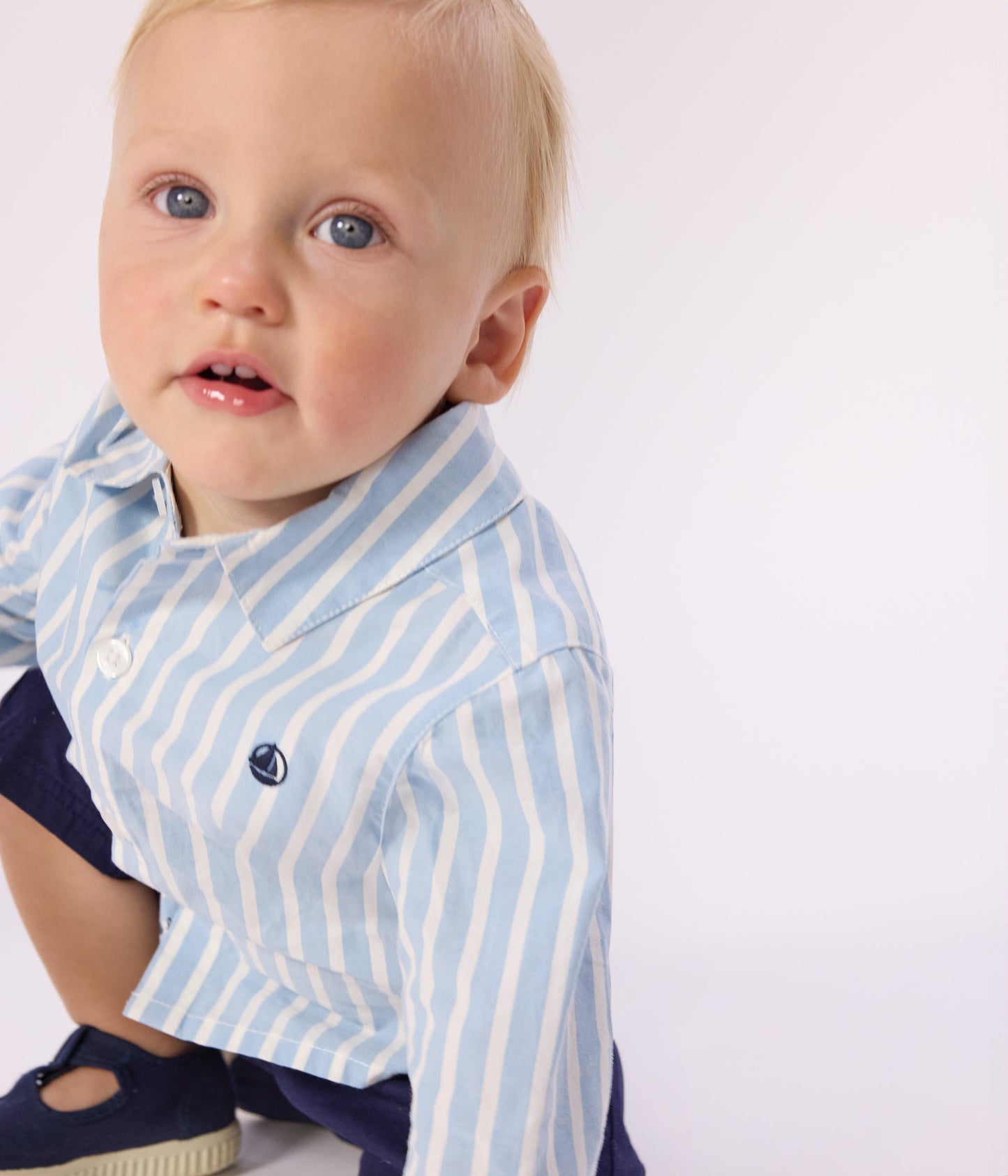 Chemise bébé en coton à manches longues, rayée – J2