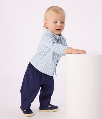 Chemise bébé en coton à manches longues, rayée – J3