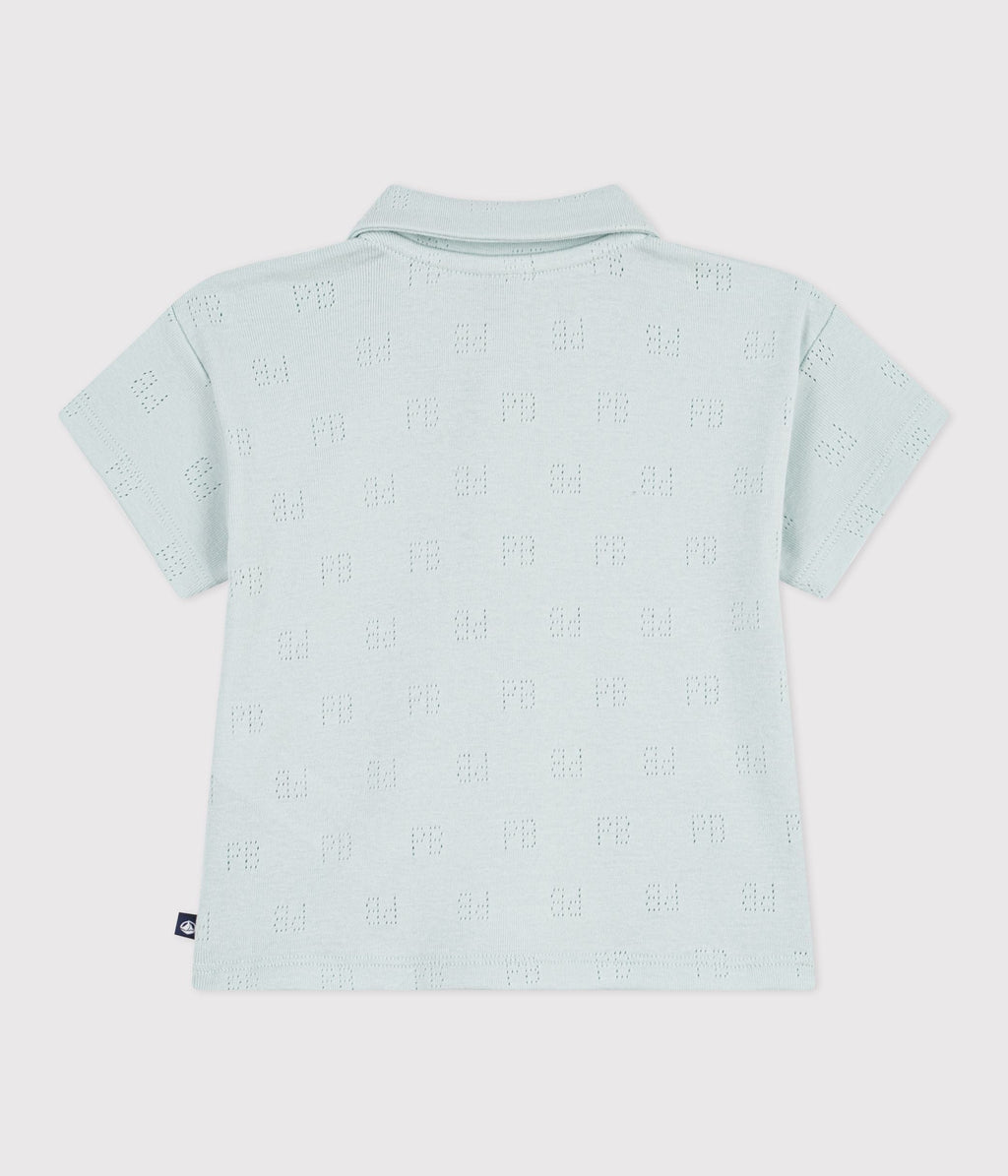 Polo bébé en coton ajouré à manches courtes à motifs – D1