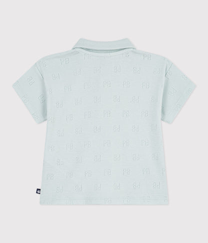Polo bébé en coton ajouré à manches courtes à motifs – D1