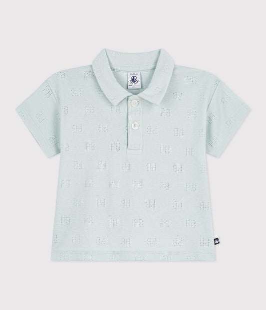 Polo bébé en coton ajouré à manches courtes à motifs – F1