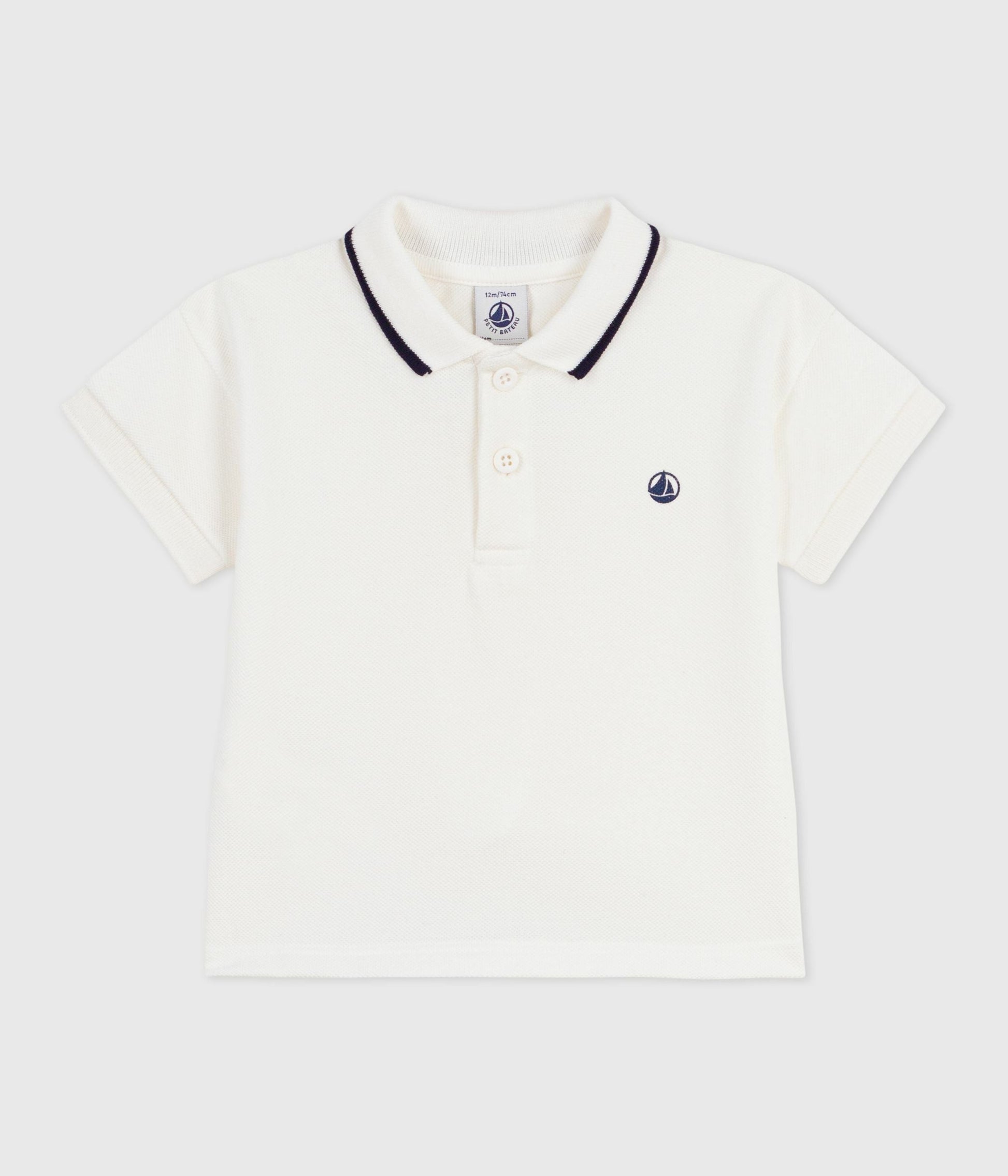 Polo bébé en coton à manches courtes, uni – F1