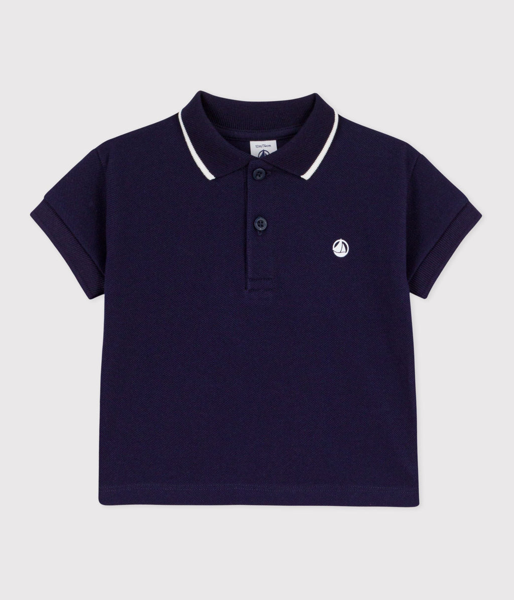 Polo bébé en coton à manches courtes, uni – F1
