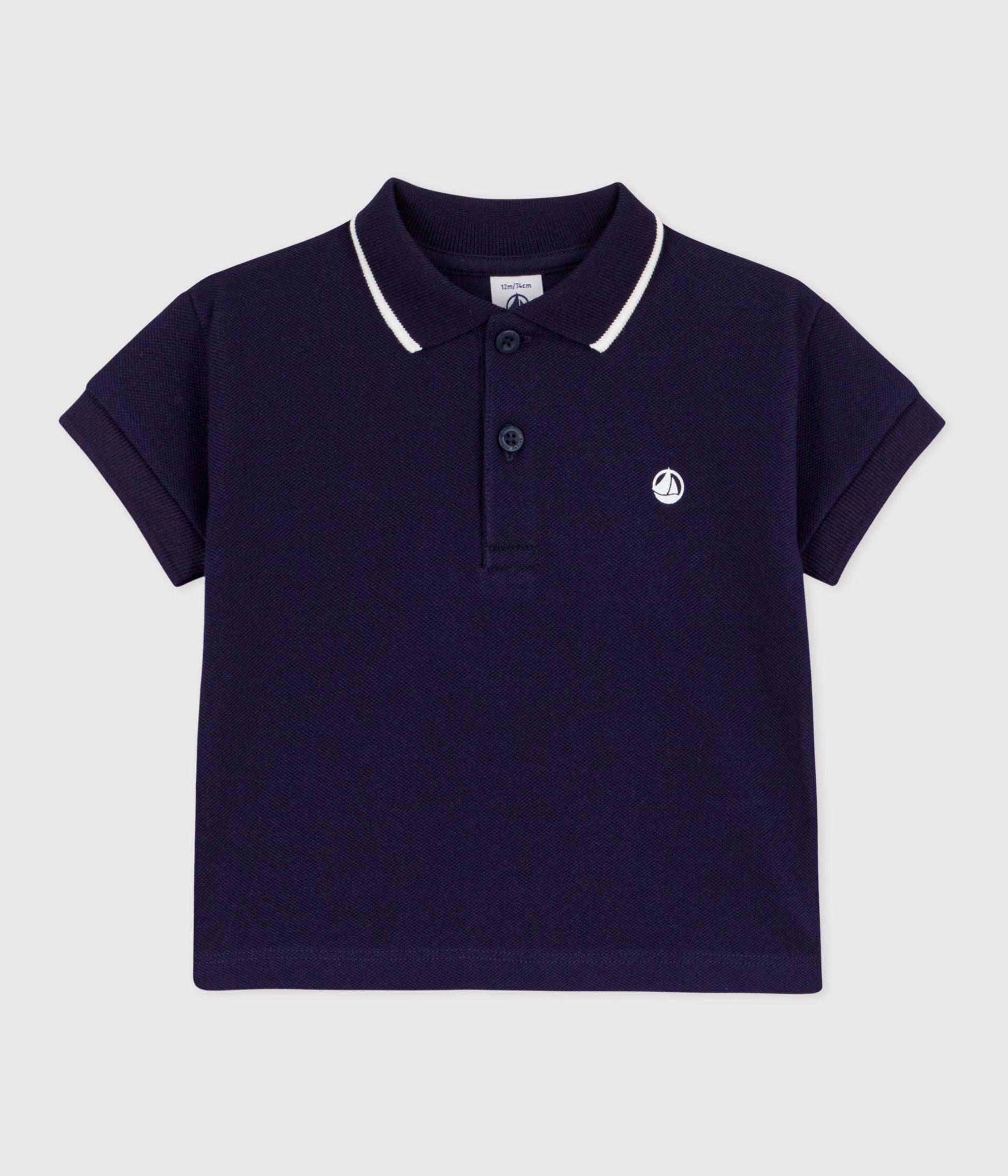 Polo bébé en coton à manches courtes, uni – F1