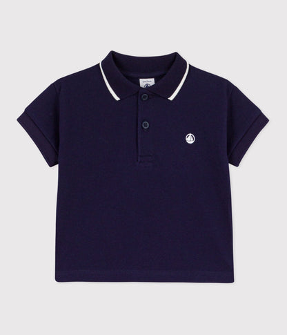 Polo bébé en coton à manches courtes, uni – F1