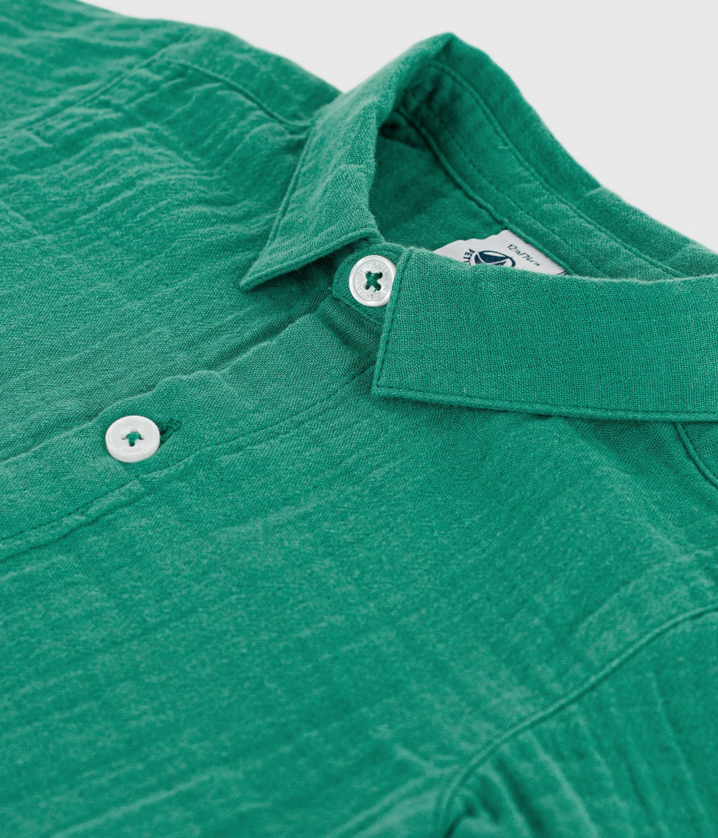Chemise bébé en coton/lin à manches courtes, unie – Z1