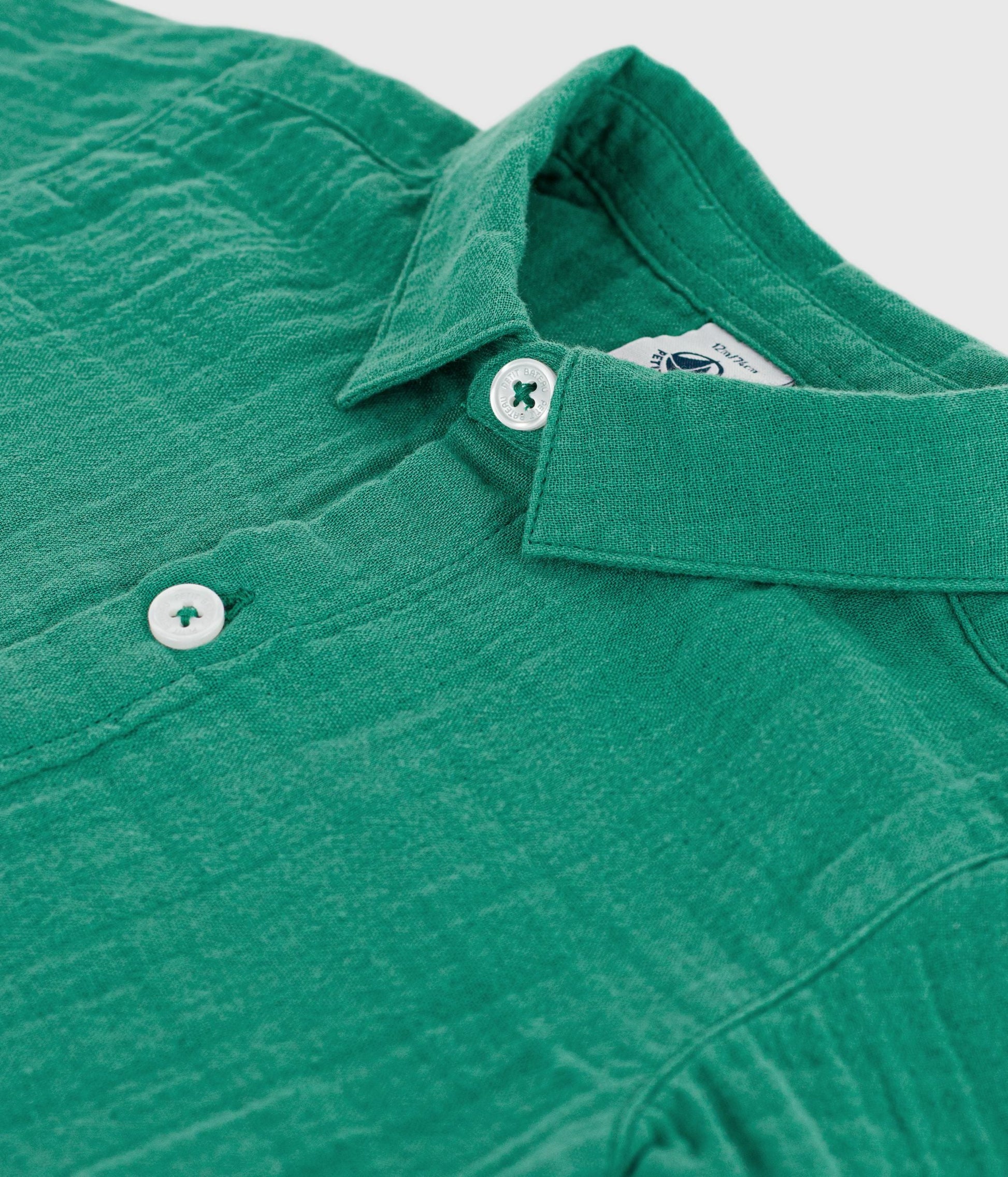 Chemise bébé en coton/lin à manches courtes, unie – Z1