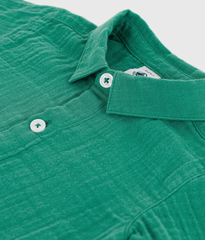 Chemise bébé en coton/lin à manches courtes, unie – Z1