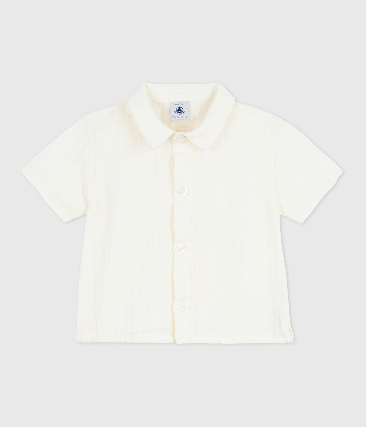 Chemise bébé en coton/lin à manches courtes, unie – F1