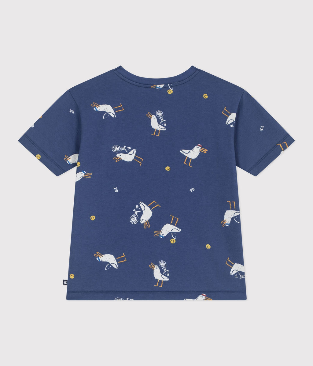 Tee-shirt enfant manches courtes en coton imprimé mouettes – D1