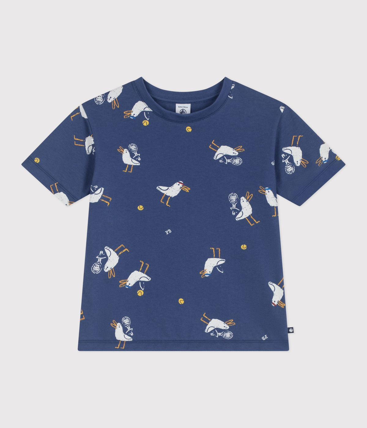 Tee-shirt enfant manches courtes en coton imprimé mouettes – F1