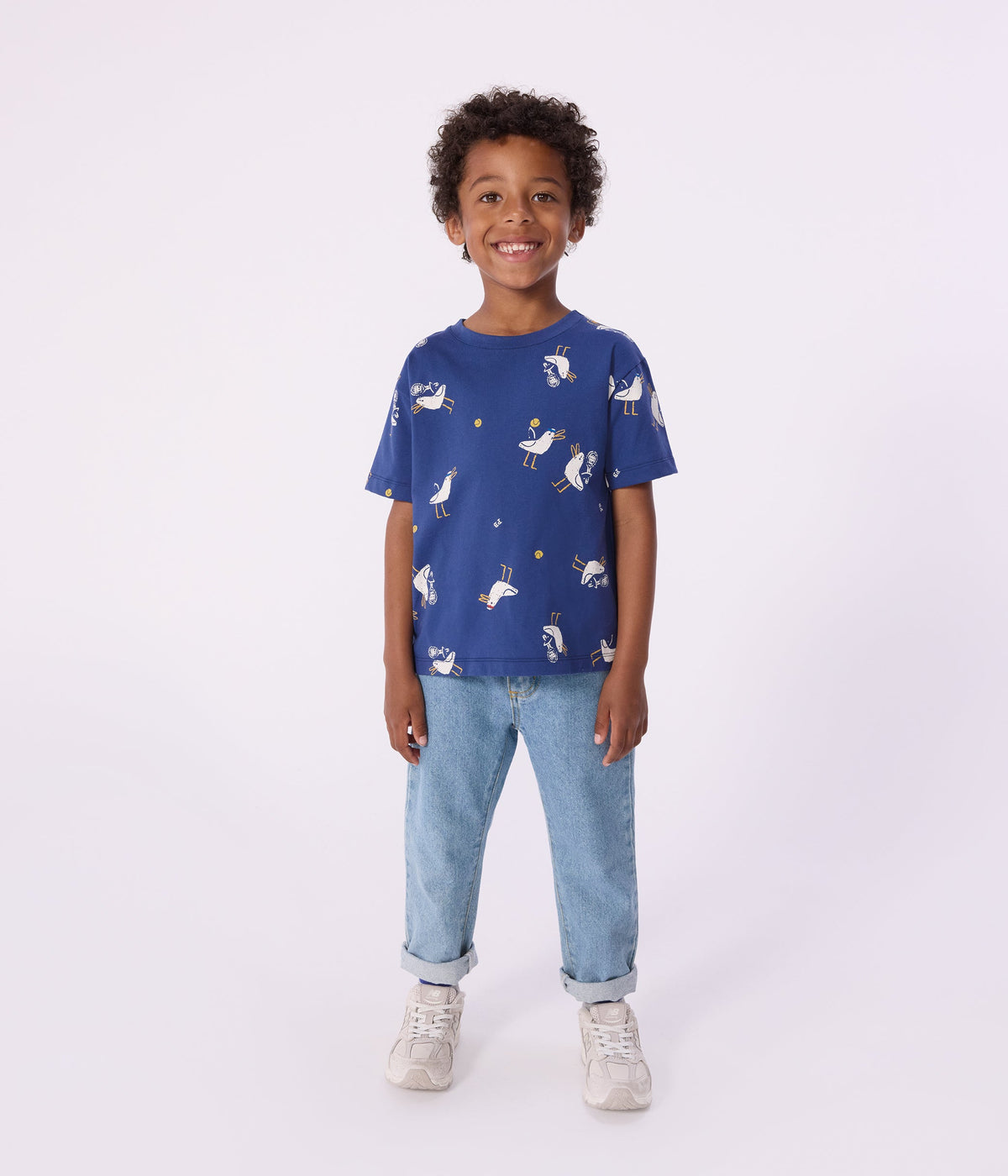 Tee-shirt enfant manches courtes en coton imprimé mouettes – J2
