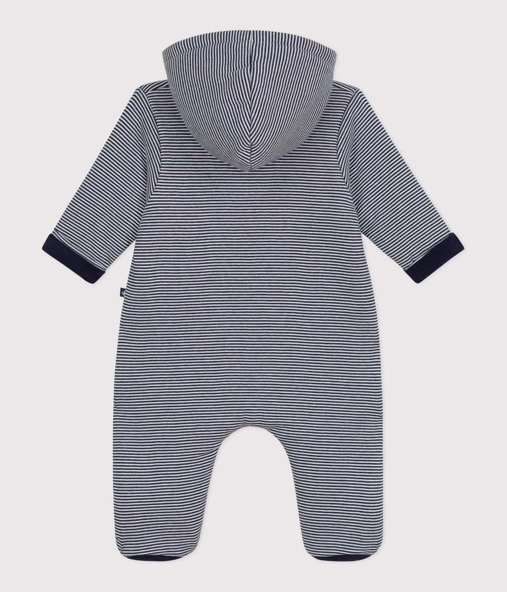 Combinaison ouatinée bébé à capuche et pieds, rayée – D1
