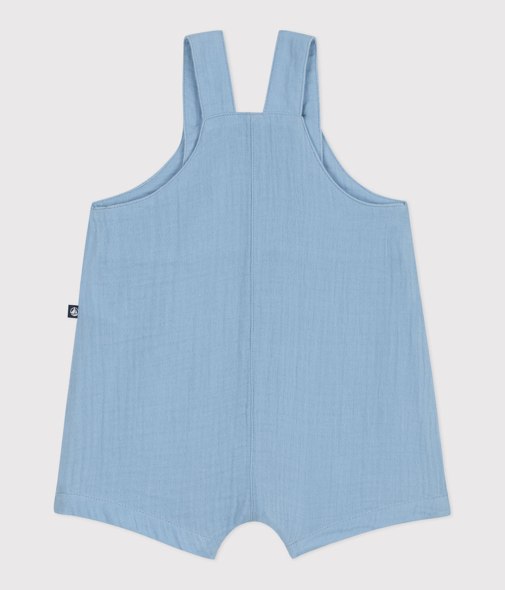Salopette courte bébé en gaze de coton unie – D1
