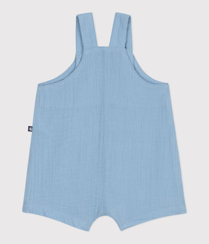 Salopette courte bébé en gaze de coton unie – D1