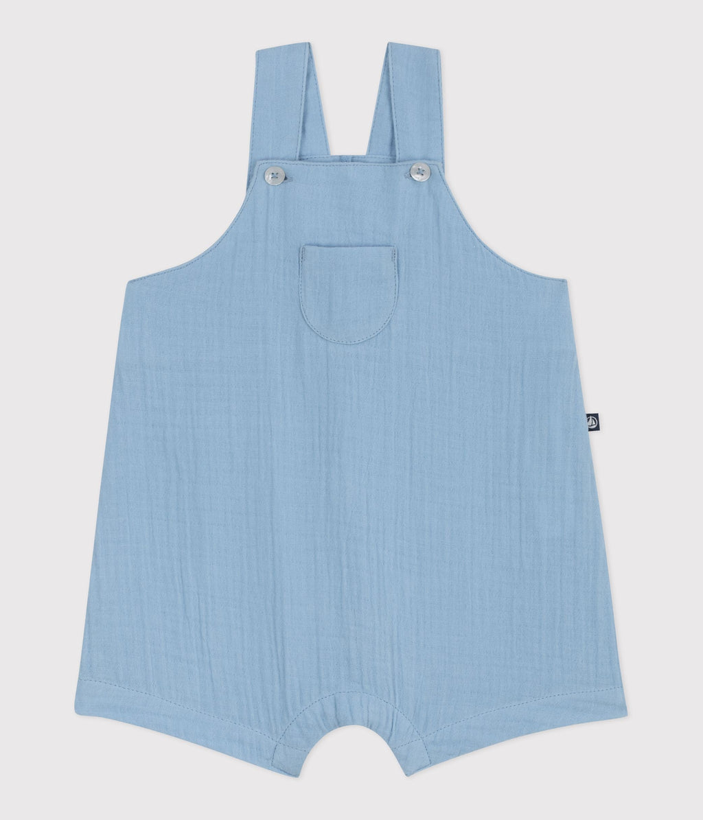 Salopette courte bébé en gaze de coton unie – F1