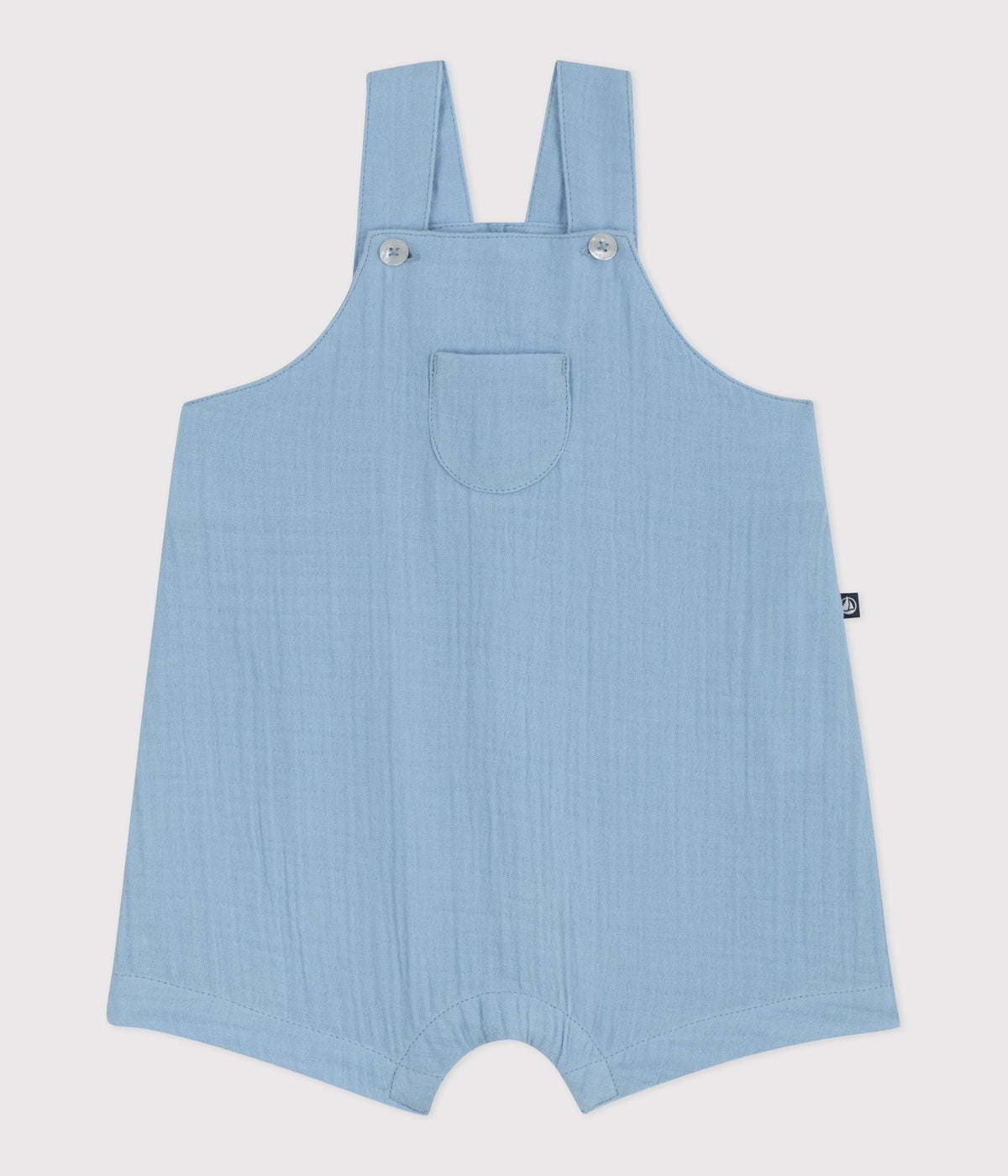Salopette courte bébé en gaze de coton unie – F1