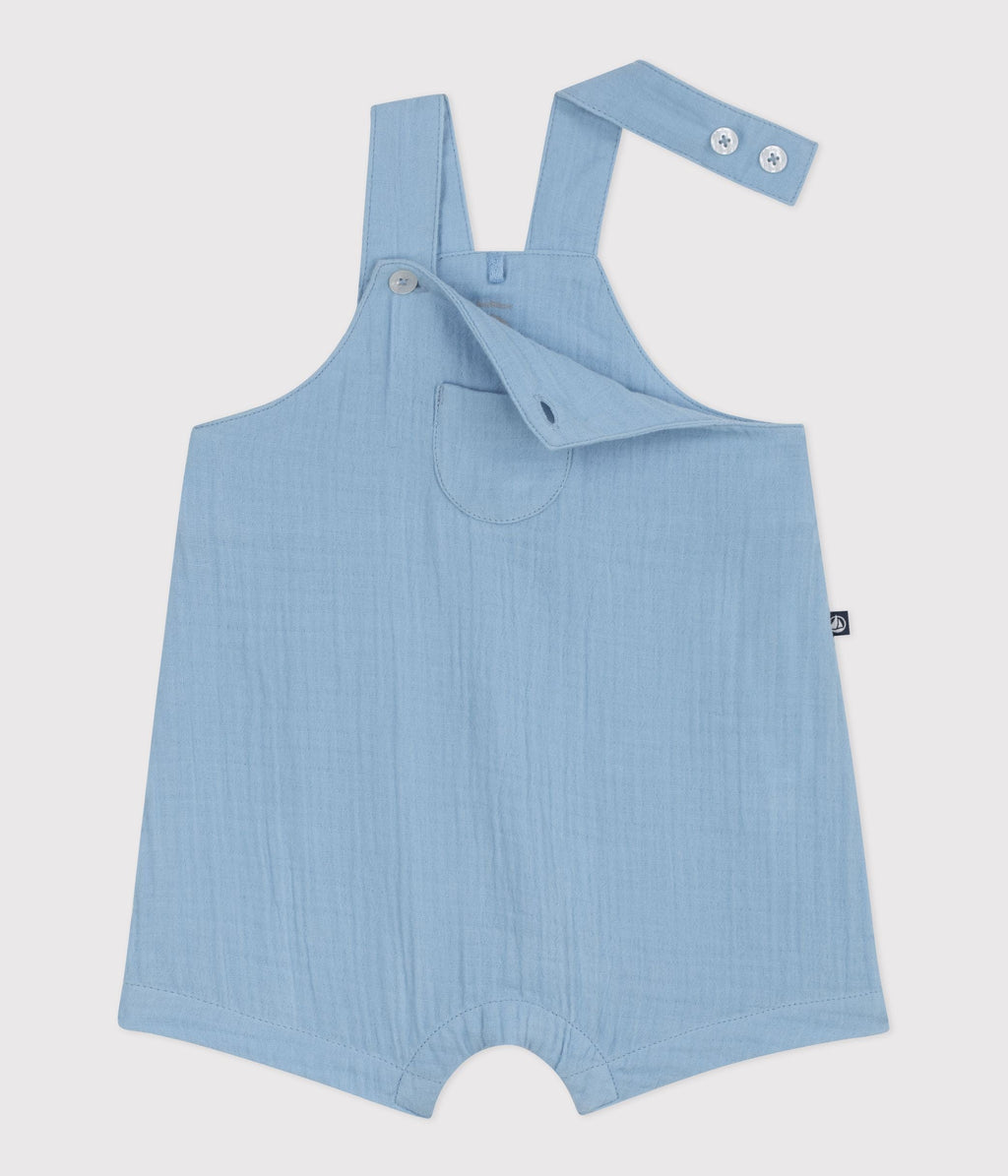 Salopette courte bébé en gaze de coton unie – F2