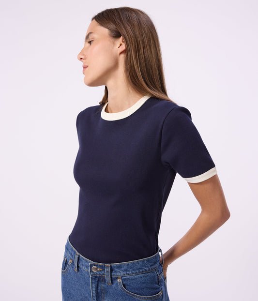 Tee-shirt femme en coton manches courtes uni – J1