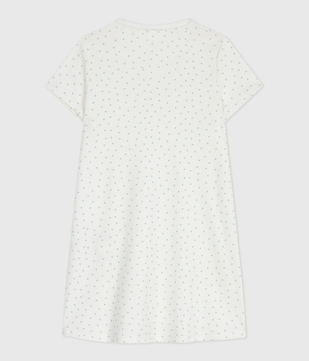 Chemise de nuit enfant en coton manches courtes imprimé cœurs – D1