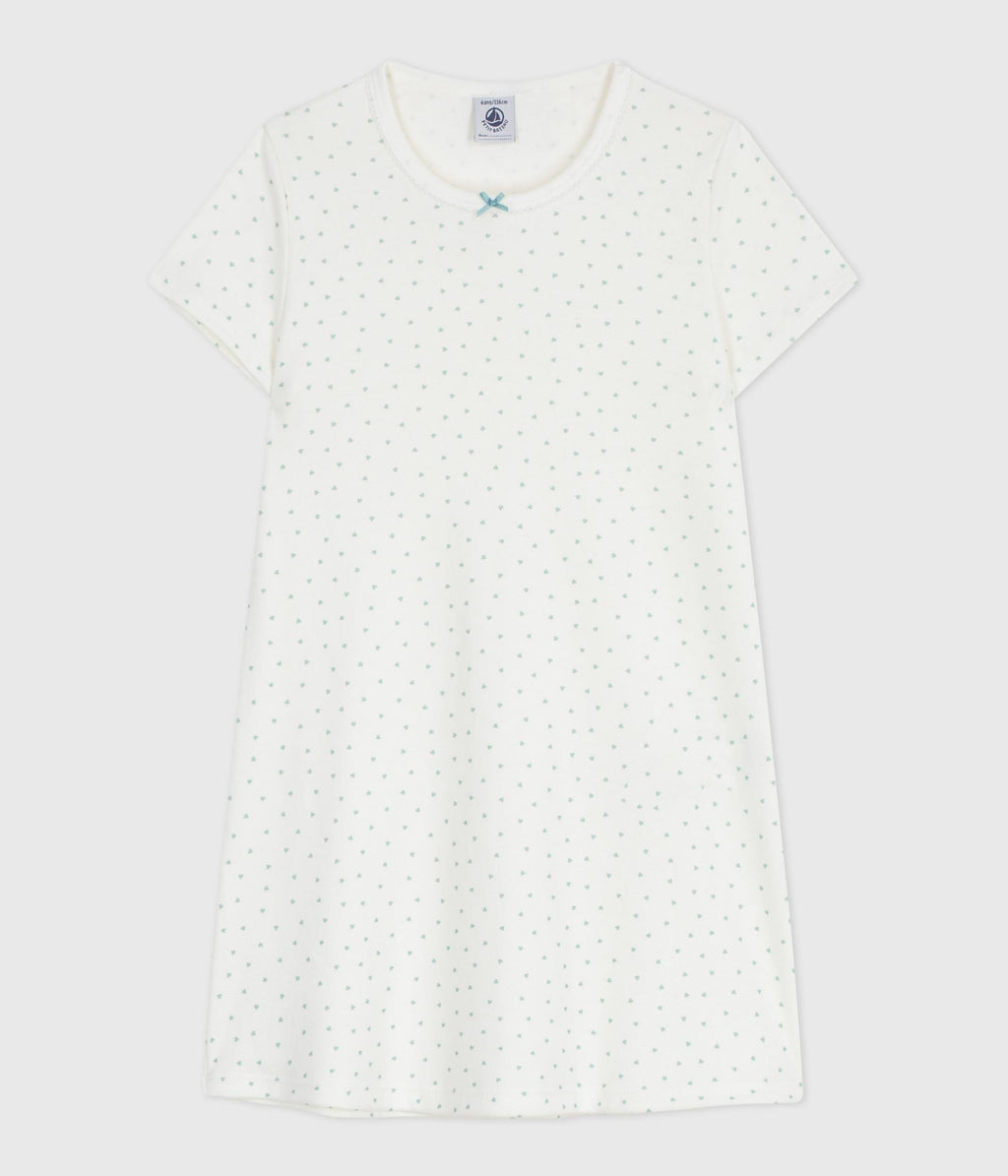 Chemise de nuit enfant en coton manches courtes imprimé cœurs – F1