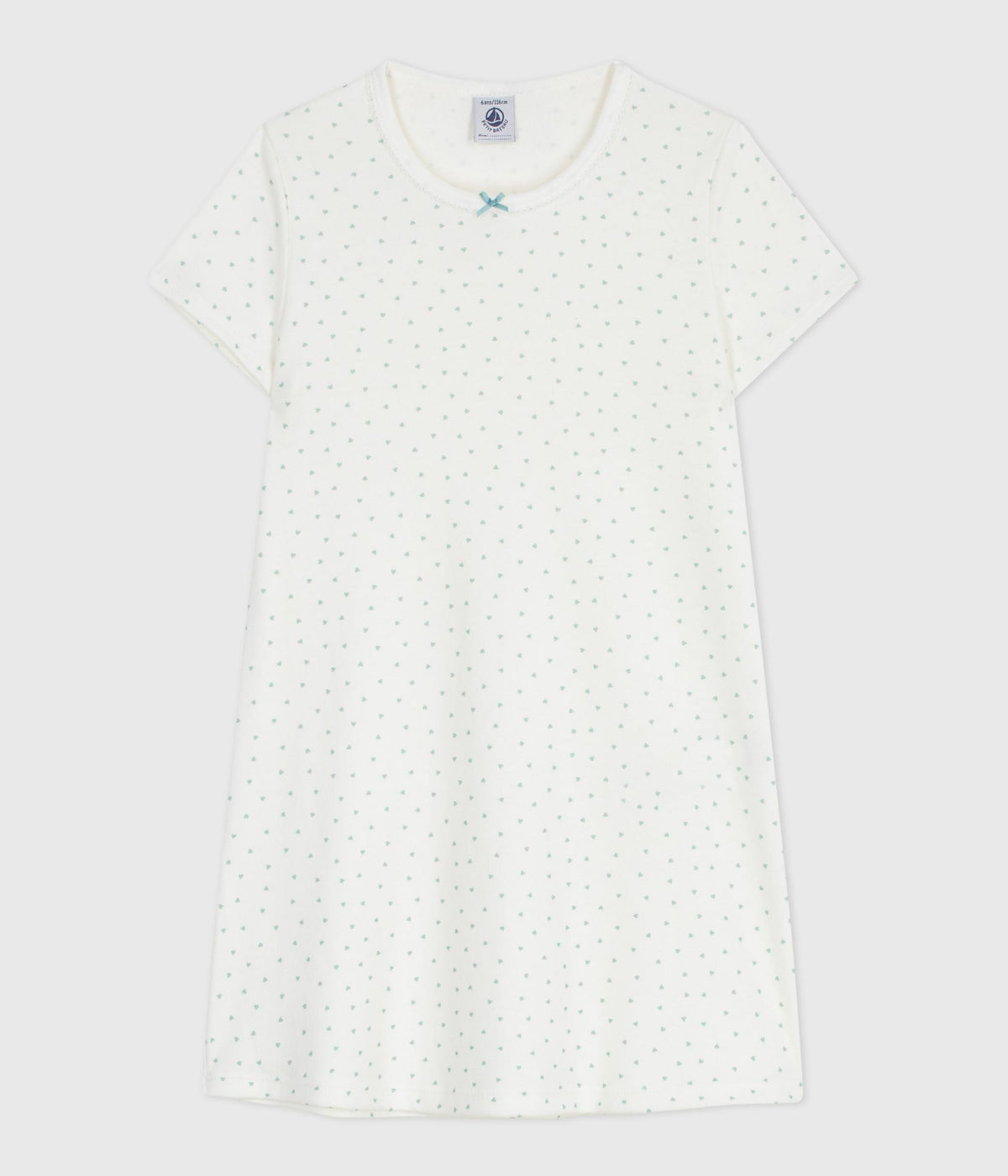 Chemise de nuit enfant en coton manches courtes imprimé cœurs – F1