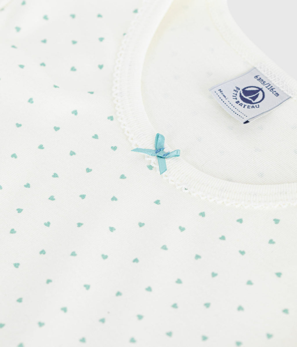 Chemise de nuit enfant en coton manches courtes imprimé cœurs – Z1