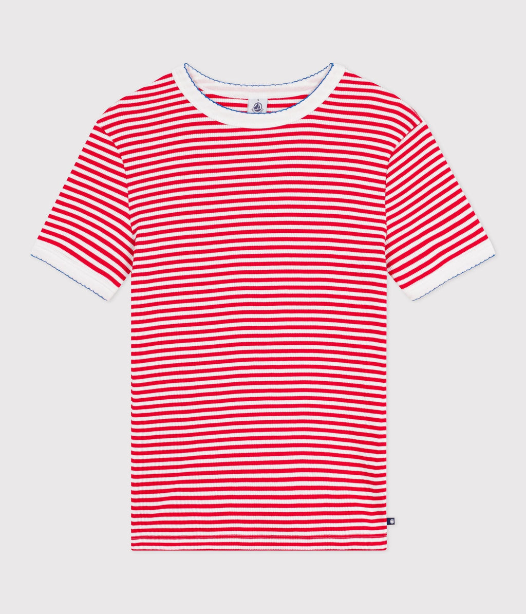 Tee-shirt femme en coton manches courtes à rayures – F1