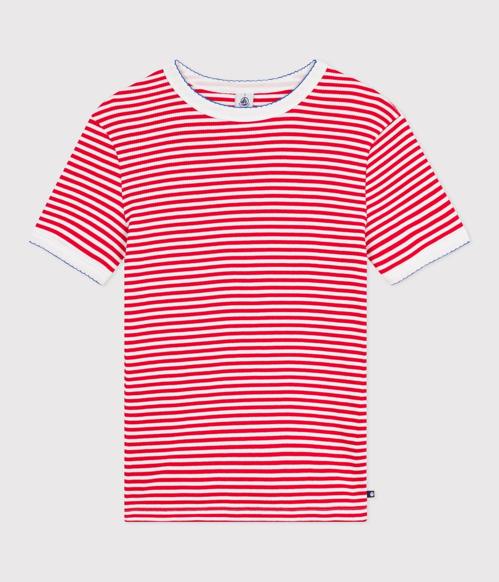 Tee-shirt femme en coton manches courtes à rayures – F1