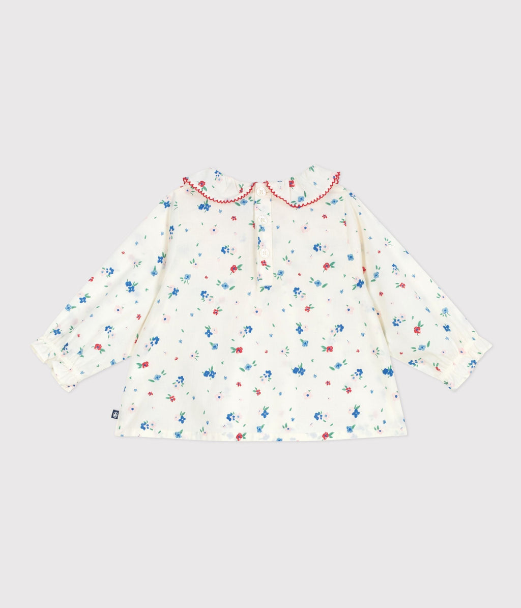 Blouse bébé en coton manches longues, imprimée fleurs – D1