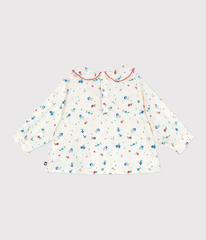 Blouse bébé en coton manches longues, imprimée fleurs – D1
