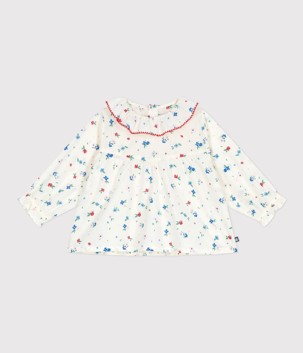 Blouse bébé en coton manches longues, imprimée fleurs – F1