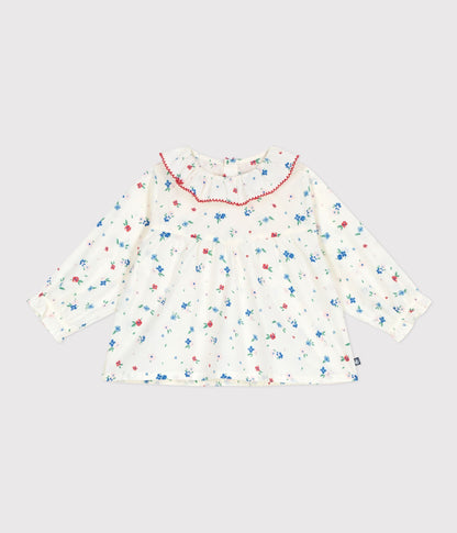 Blouse bébé en coton manches longues, imprimée fleurs – F1