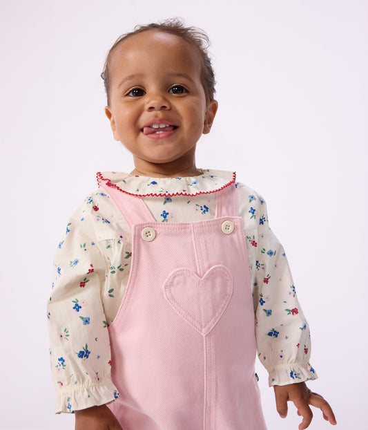 Blouse bébé en coton manches longues, imprimée fleurs – J2