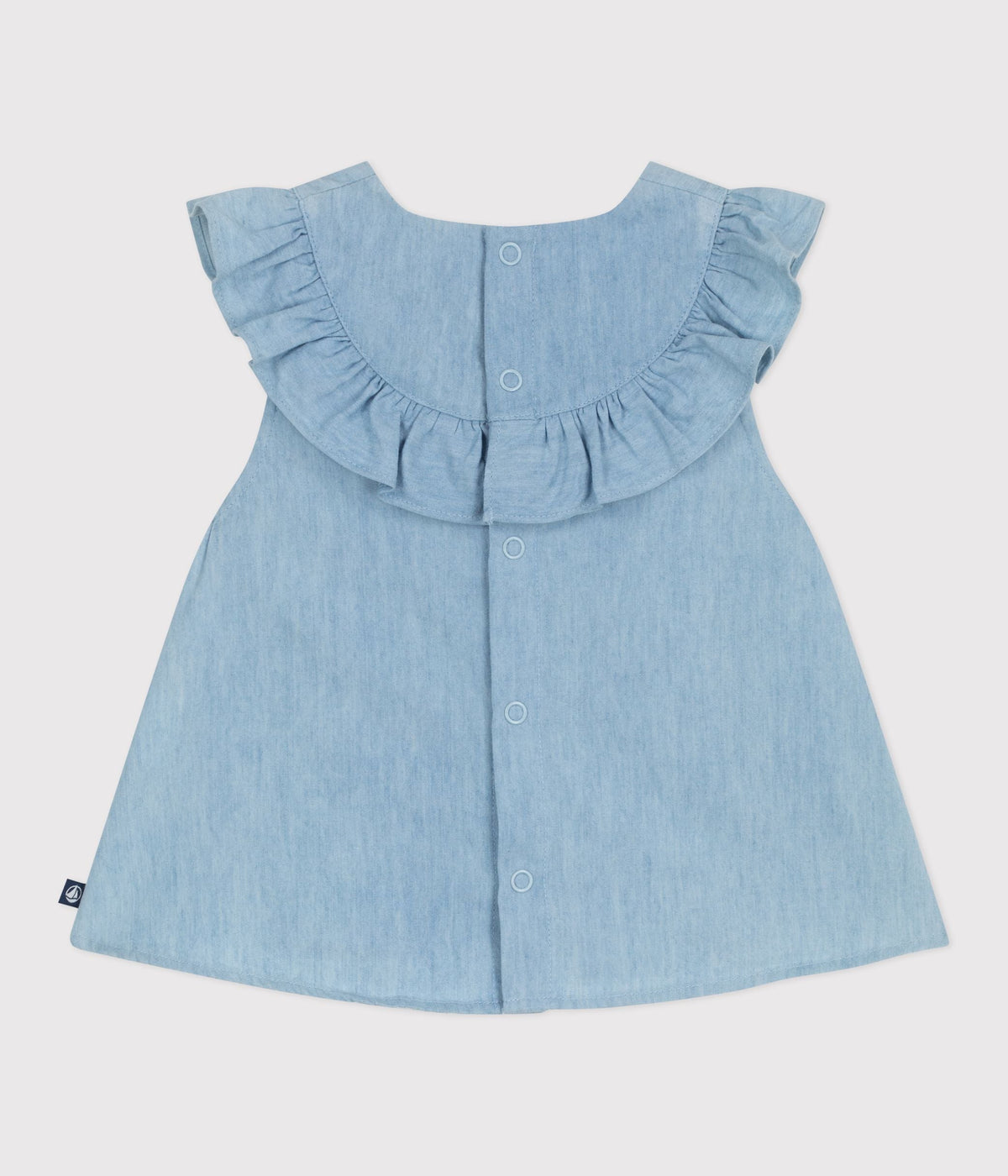 Blouse bébé en coton sans manches en chambray brodé – D1