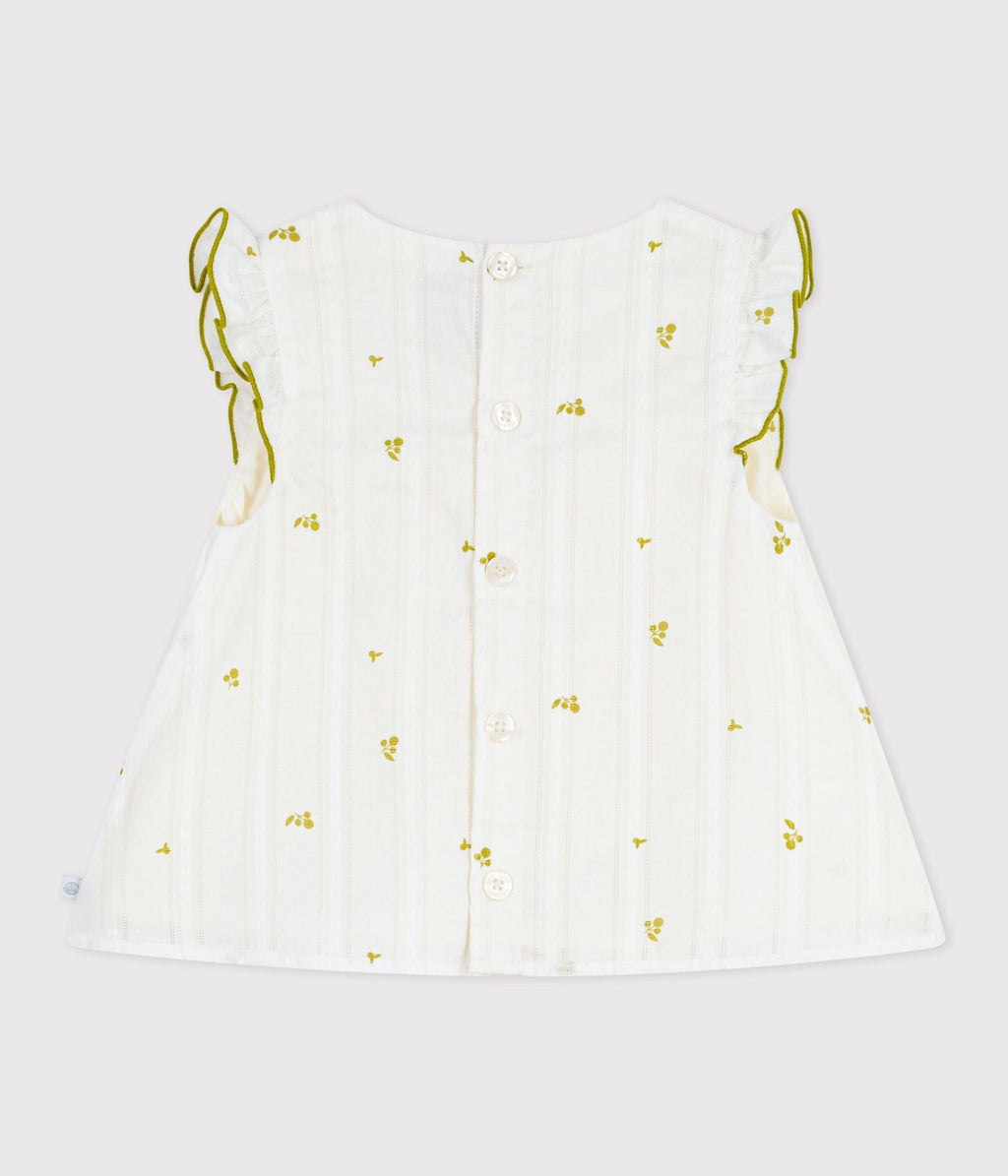Blouse bébé en coton sans manches en coton, imprimée fleurs – D1