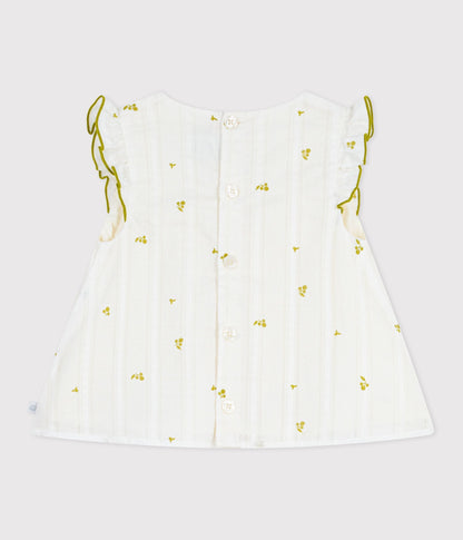 Blouse bébé en coton sans manches en coton, imprimée fleurs – D1