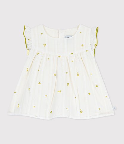Blouse bébé en coton sans manches en coton, imprimée fleurs – F1