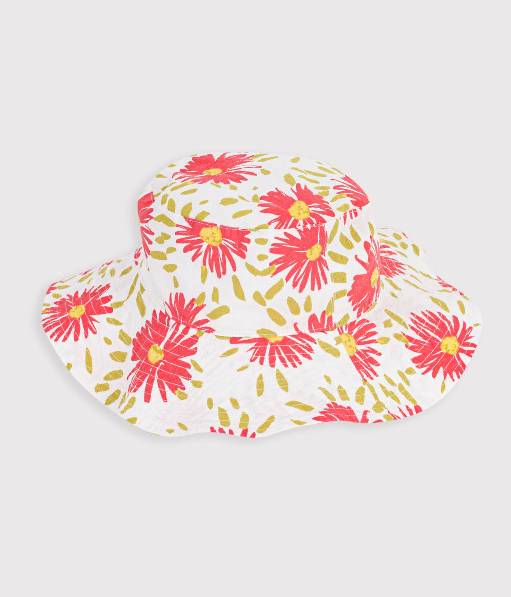 Children's poplin sun hat with floral print