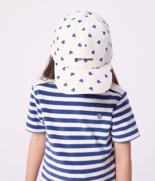 Casquette enfant en serge imprimé cœurs – J1