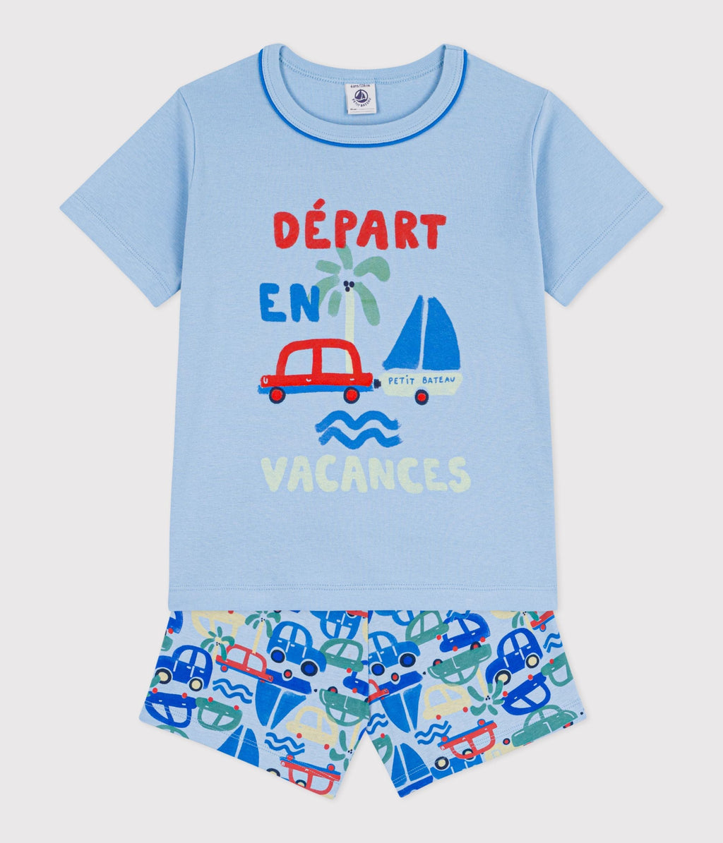 Pyjama short enfant en coton imprimé voitures – F2