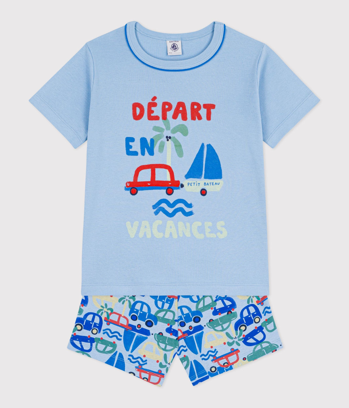 Pyjama short enfant en coton imprimé voitures – F2