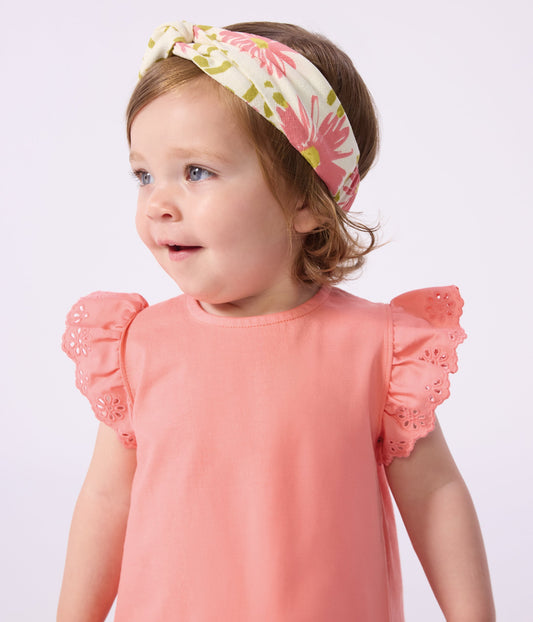 Bandeau bébé fille en crépon imprimé fleuri – J1