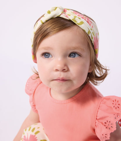Bandeau bébé fille en crépon imprimé fleuri – J2