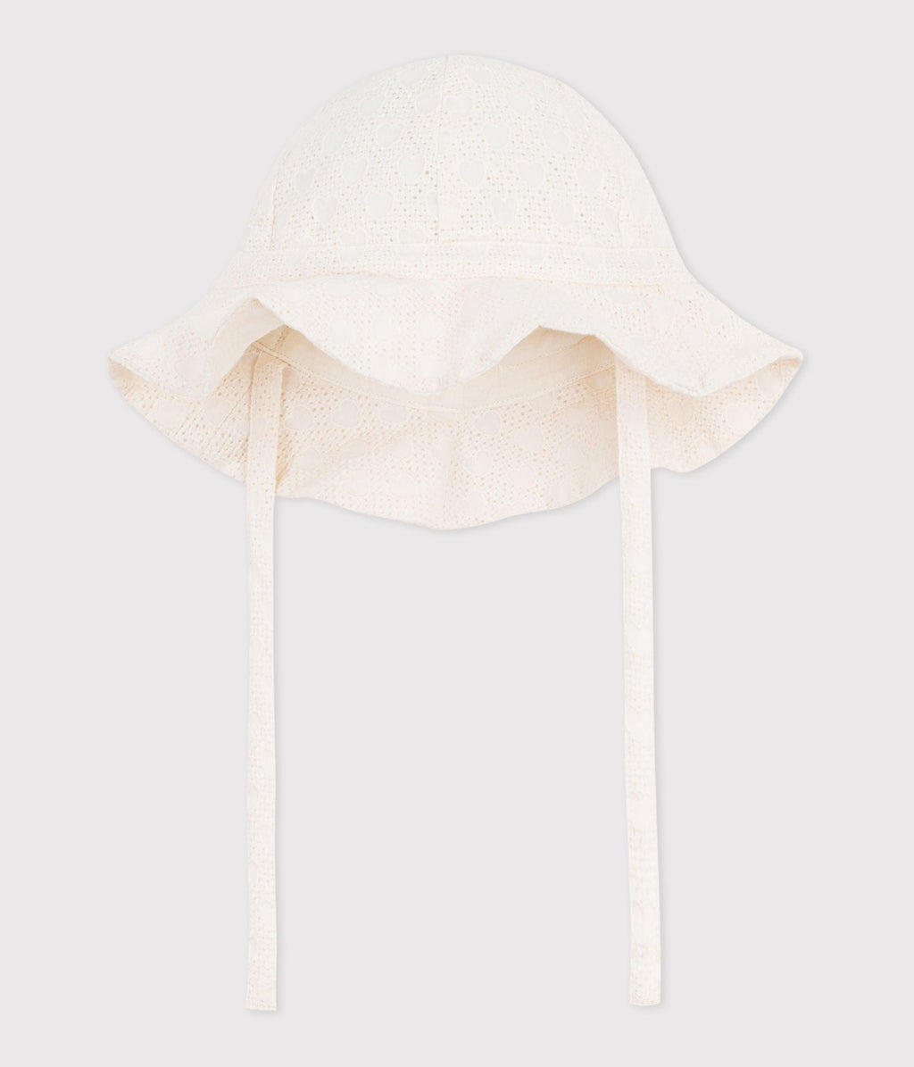 Capeline bébé fille en popeline broderie anglaise – F1