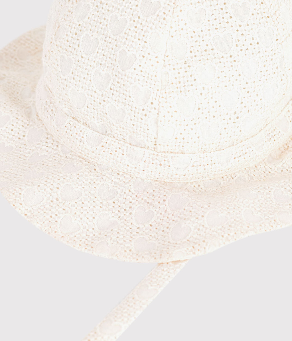 Capeline bébé fille en popeline broderie anglaise – Z1