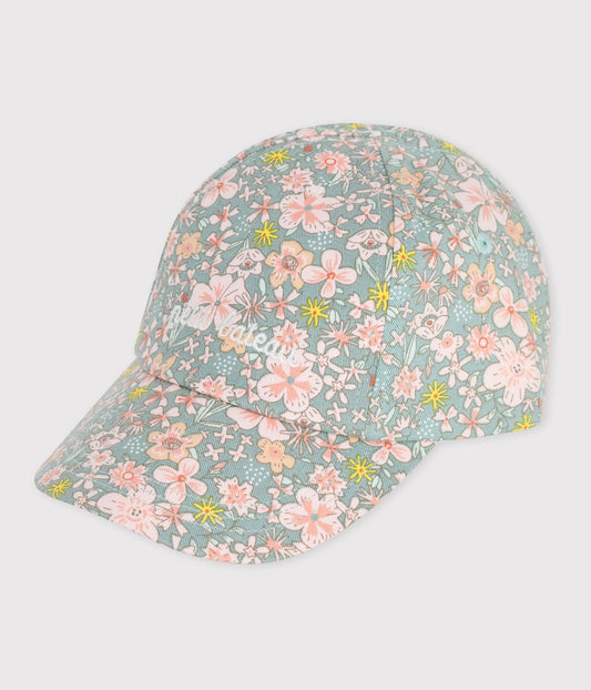 Casquette bébé en serge imprimé fleurs – F1