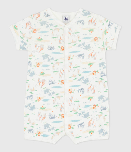 Combinaison courte bébé en coton imprimé animaux – F1