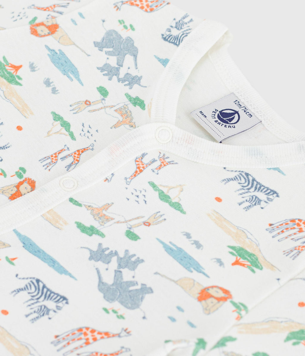 Combinaison courte bébé en coton imprimé animaux – Z1